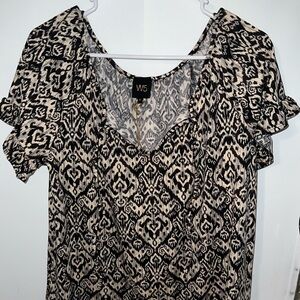 w5 black multicolor short sleeve blouse